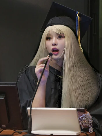 ポプコ写真　学生代表でスピーチをする姿