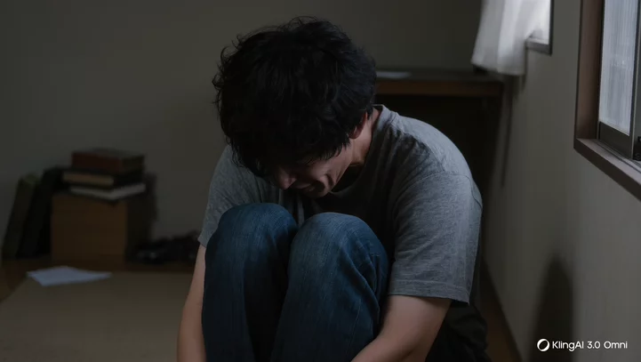 部屋で引き篭もる青年のイメージ