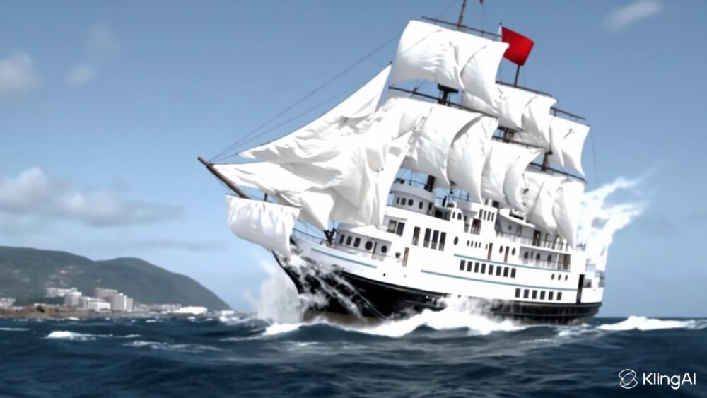 海王丸に嵐が襲うイメージ画像