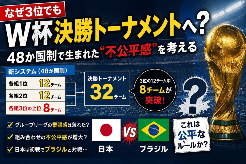 なぜ3位でもW杯決勝トーナメントへ？48か国制で生まれた“不公平感”を考える