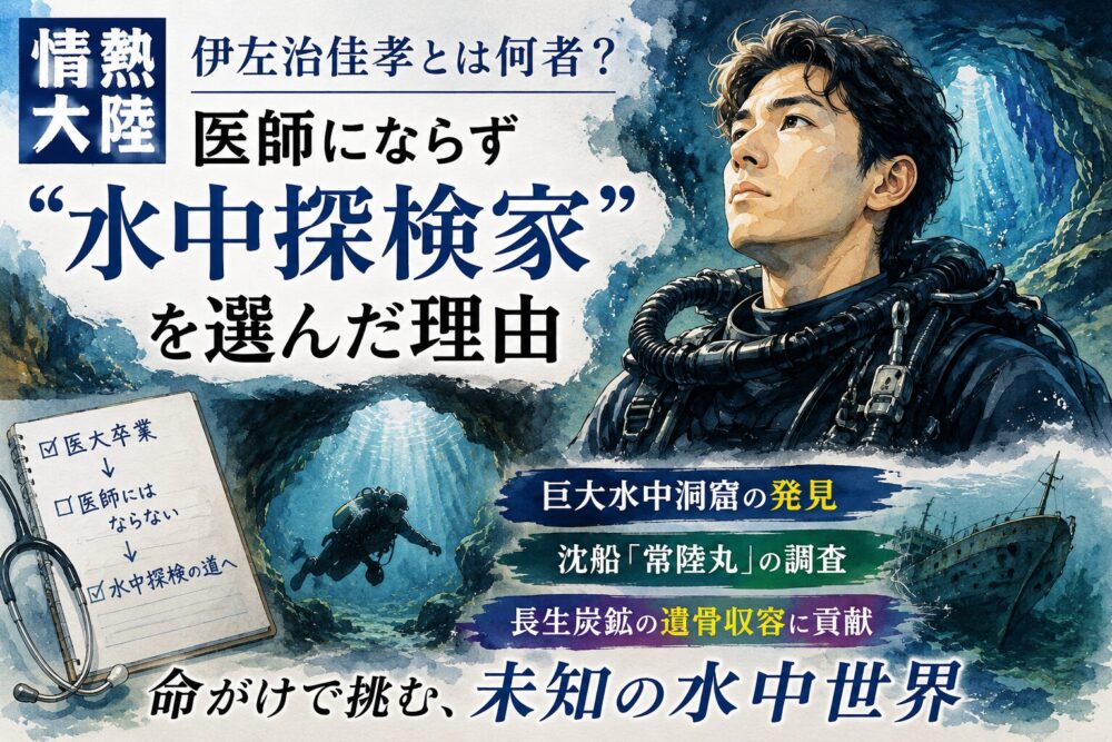 伊左治佳孝とは何者？医師にならず“水中探検家”を選んだ理由【情熱大陸】