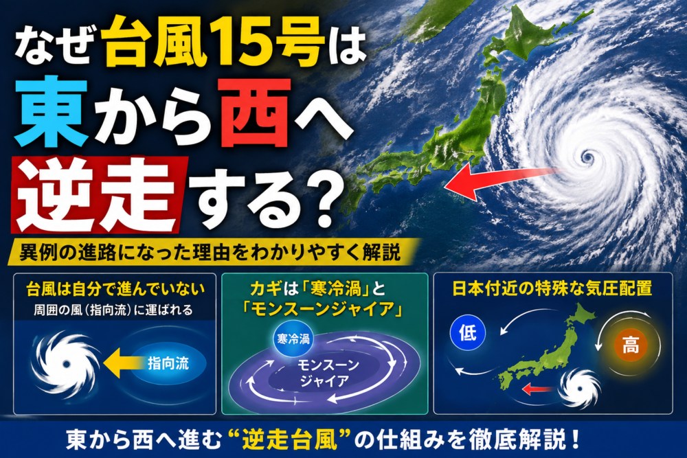 なぜ台風15号は東から西へ逆走する？異例の進路になった理由をわかりやすく解説