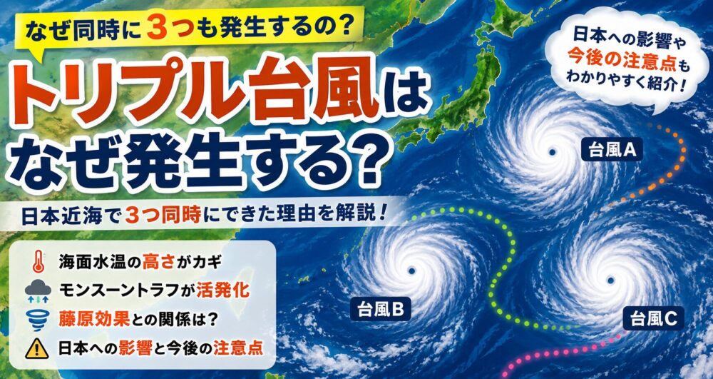 トリプル台風はなぜ発生する？日本近海で3つ同時にできた理由をわかりやすく解説