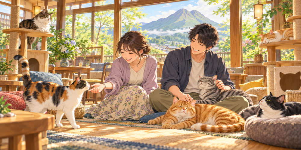 湯布院「笑ねこの宿」はどんな宿？猫カフェと貸切温泉を楽しむ癒しの旅